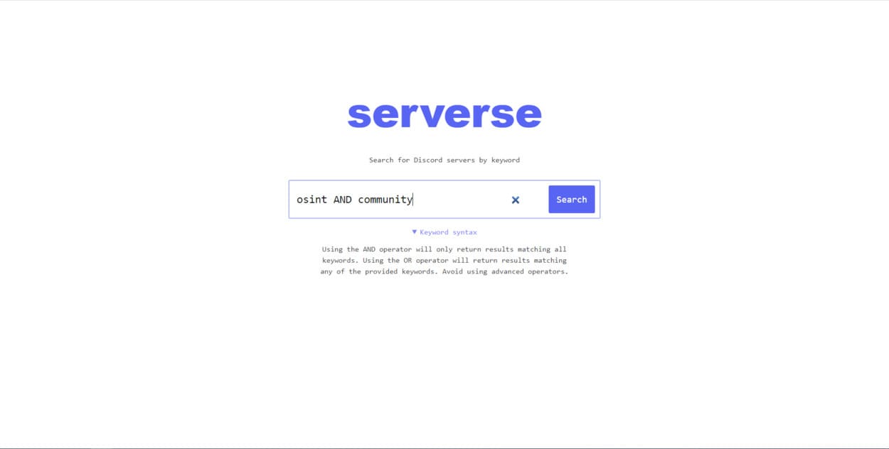 Serverse is effective OSINT resource utility for Digital Investigators that require advanced search capabilities focused entirely on Discord servers.