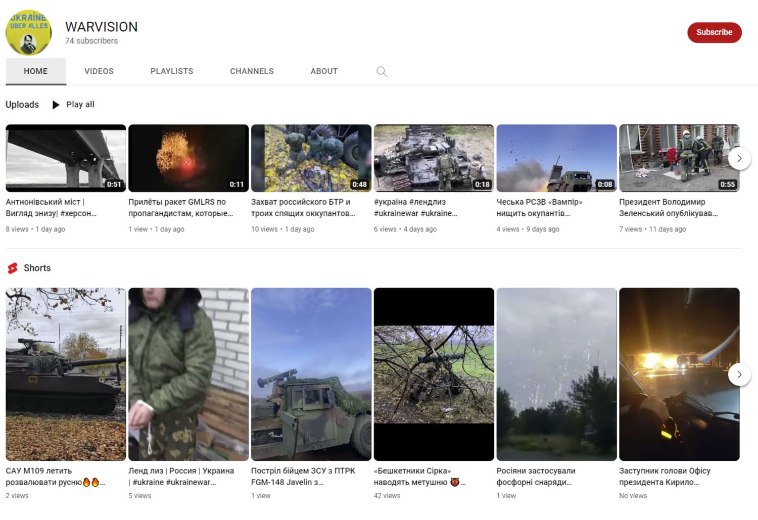 Youtube video content showing events taking place in Ukraine